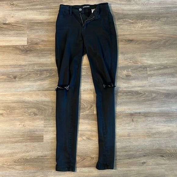 Fashion Nova Black High Rise Skinny Jeans Faded Wash - Picture 1 of 3